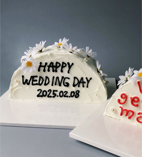 웨딩케이크 만들기 키트 재료 no.4 데이지 모형케이크 소품, 1, 블랙_데이지&진주 2호(+쇼핑백 포함)