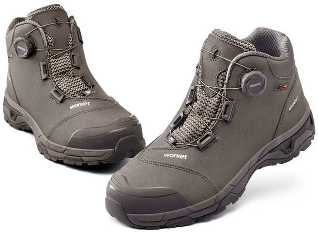 워킷 안전화 카키 kcs인증 논슬립 방수 다이얼 발목높은 경량 가벼운 발편한 남자 여성 비대칭 작업화