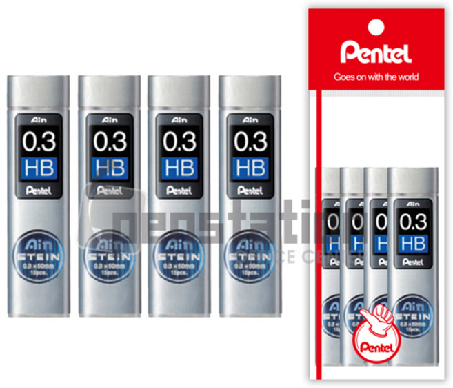 펜텔 아인슈타인 샤프심 0.3mm HB/B 4개 세트(펜텔 전용 포장 케이스/선물용), 아인샤프심 0.3mm HB 4개세트