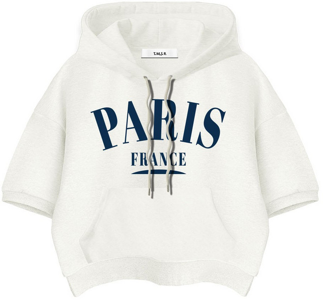 몰토벨리노 TSF 파리프랑스 세미오버핏 고밀도 크롭 반팔 후드티