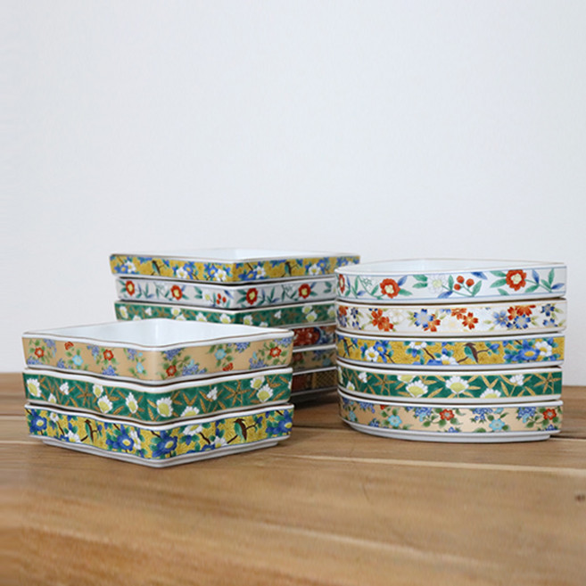 일본 그릇 회접시 나눔접시 앞접시 초밥 플레이팅 회 접시, 베이지 동백 (물결 직사각), 1개