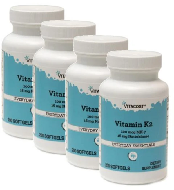 비타코스트 비타민 K2 100mcg MK-7 16mg 나토키나제 소프트젤 Vitacost Vitamin K2 MK-7 Nattokinase, 4개, 200정 - 쿠팡