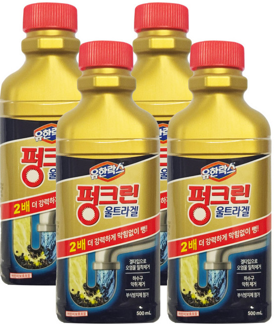 펑크린 울트라겔 배수구 세정제, 4개, 500ml