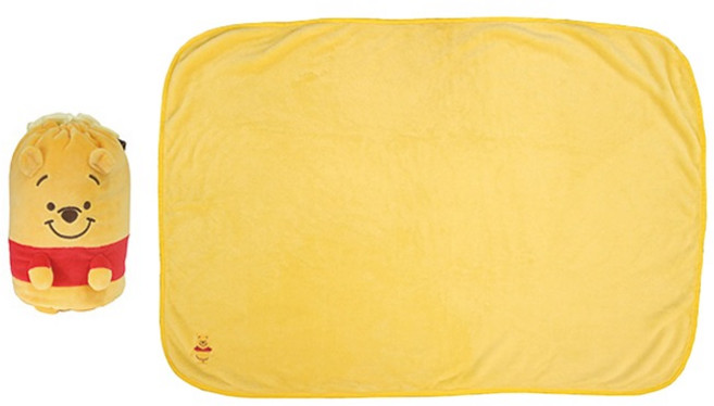 디즈니 곰돌이 푸 마스코트 주머니 파우치 회사 사무실 캠핑 학교 학생 겨울 무릎담요 100×70cm 일 정품