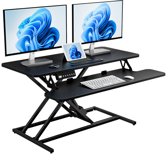 Ergomaker 전동식 스탠딩 데스크 모니터높낮이 조절 받침대 모션데스크 무선 충전 가능 91*64cm, 블랙