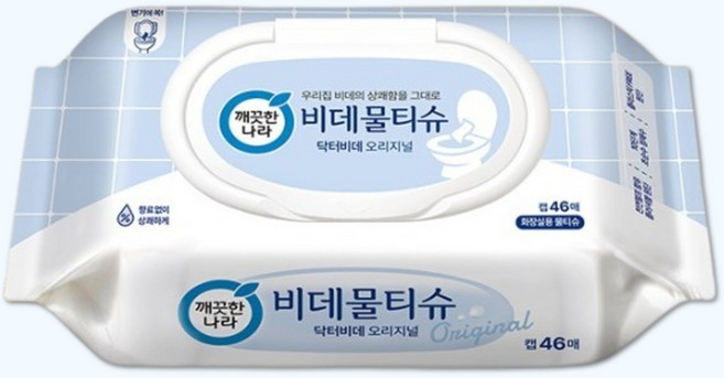 깨끗한나라 닥터비데 화장실용 물티슈 캡형, 55g, 46매, 1개