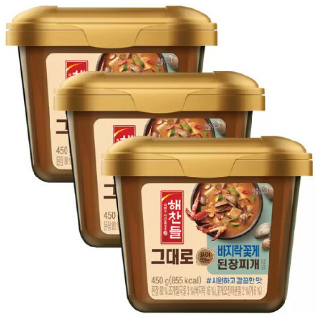 해찬들 그대로 된장찌개양념 바지락 꽃게 3, 1개, 450g