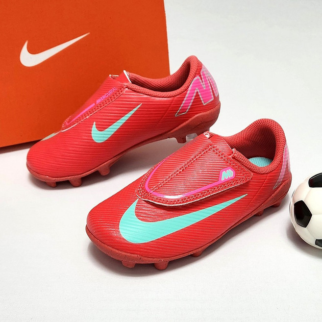 [국내매장판] 나이키 키즈 축구화 머큐리얼 베이퍼 16 클럽 레드 MG PS 끈없는 찍찍이 멀티그라운드 가벼운 신발 유소년 축구화