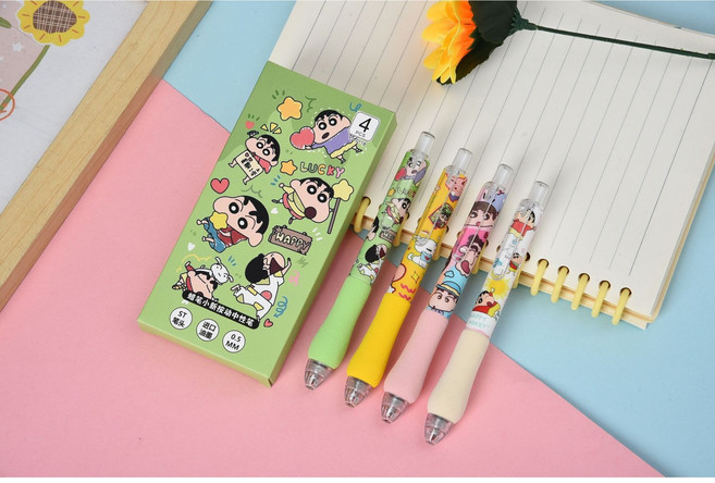 짱구 굳은살 방지 젤볼펜 세트 4개입, 1세트, 기본