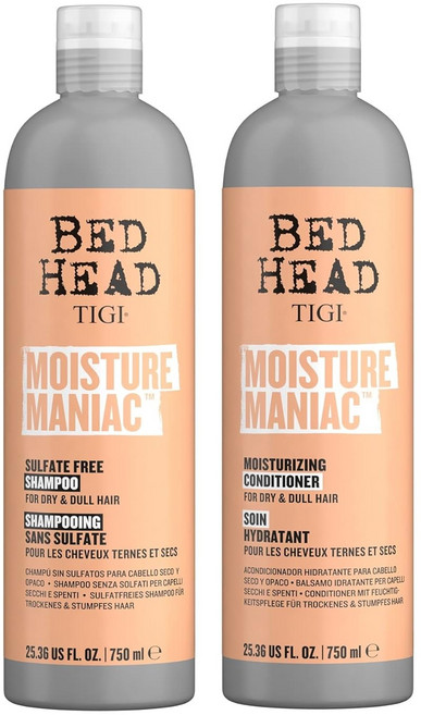 침대 헤드 바이 TIGI 황산염 프리 샴푸 및 컨디셔너 세트 아르간 오일로 보습 매니악 헤어 케어 25.36 floz 2팩