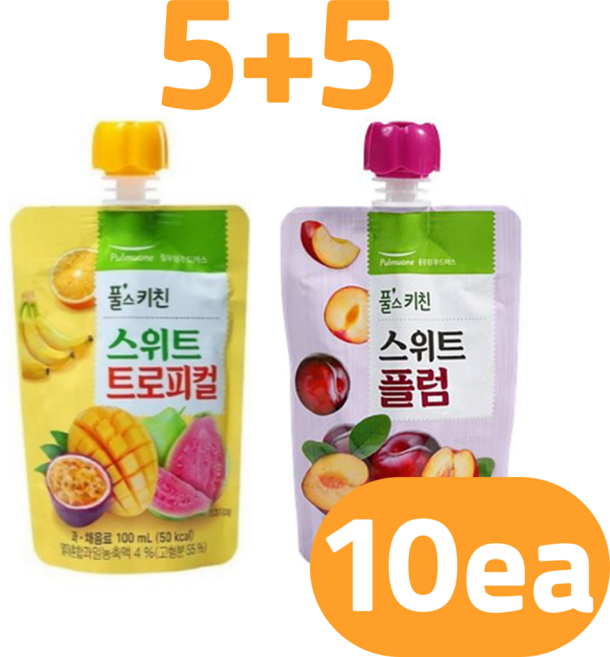풀무원 풀스키친 과채음료 플럼 트로피컬 2가지맛, 10개, 100ml