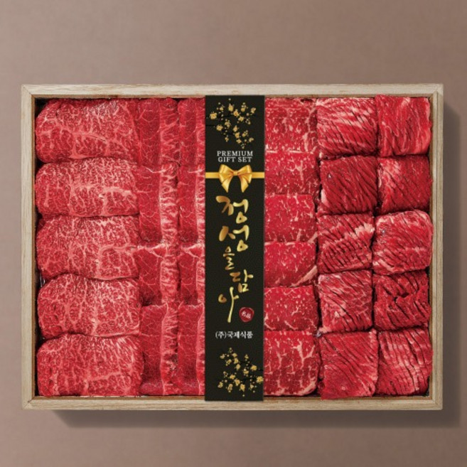 1+등급 한우선물 프리미엄세트 2호(등심800g 불갈비1kg 채끝800g 부채살800g), 1개