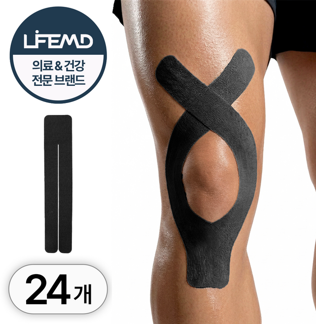 라이프엠디 근육 테이프 Y형 스포츠 키네시올로지 테이핑 붙이는 키네시오 압박 밴드 발목 무릎 어깨 근육통 관절 부상 방지 스티커, 24개