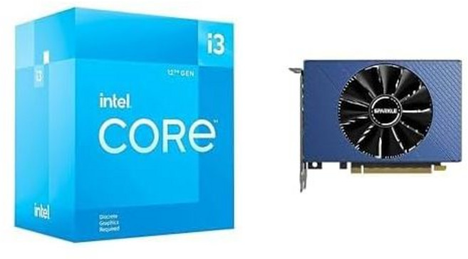 인텔 코어 i3-12100F 데스크탑 프로세서 스파클 아크 A380 그래픽 카드, 인텔 코어 i3 12100F 데스크톱 프로세서 + 스파, 1개