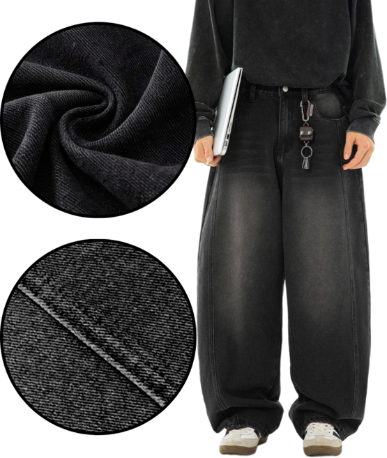 [링클프리] 남자 데님 청바지 빈티지 워싱 오버핏 팬츠 루즈핏