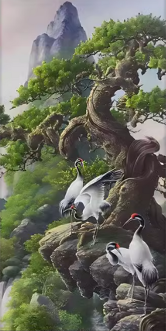 diy 보석십자수 송학연년 풍경화 소나무 송학 전체수 취미생활, 1세트, 풍경화 40*80CM