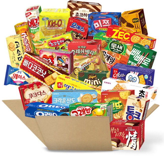 (스윗몬) MINI 비스켓파이 30종 랜덤박스 실속 과자세트, 1개