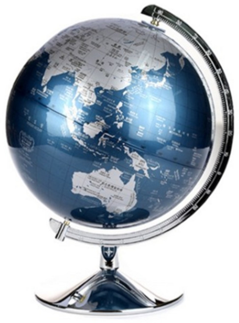 서전지구 장식용 지구본 260 철제받침 + 국기스티커 + 세계전도 + 세계국가정보 책자, 메탈릭 블루