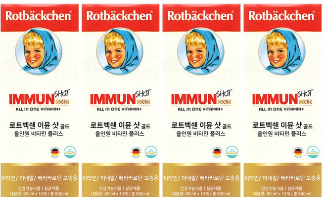 [정품] 로트벡쉔 이뮨 샷 골드 올인원 비타민 플러스 1box(10병), 600ml, 4박스