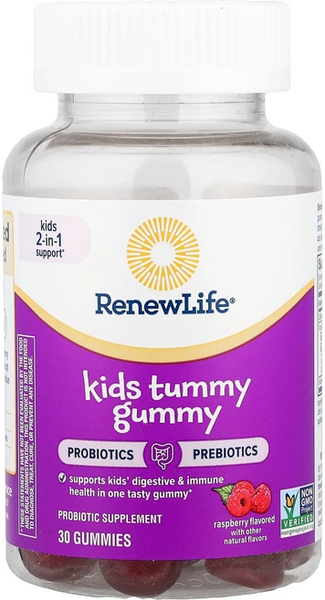 리뉴라이프 103618 어린이용 터미 구미젤리 프리바이오틱 프로바이오틱 라즈베리 30개, 성인남녀공용, 분말, 30정, 1개 - 쿠팡