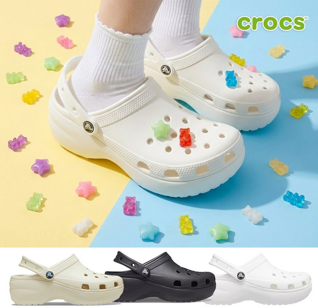 [국내매장]크록스 슬리퍼 클래식 플랫폼 클로그 여성 키높이 샌들 신발 에스투씨 액세사리 세트