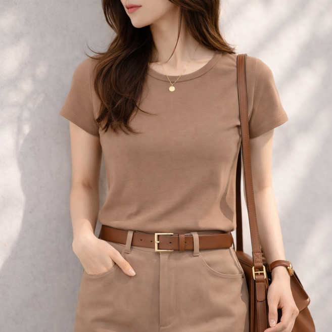 미브레 여성 캡내장 노브라 반팔티 빅사이즈