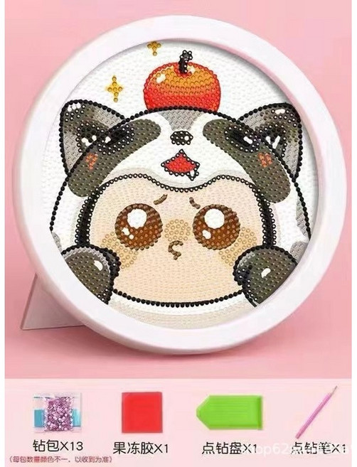 吉伊卡娃 鑽石畫 鑽石貼畫 兒童手作diy 裝飾畫 幼稚園 公主 狗 貓, 1個, 卡D15(不含框)