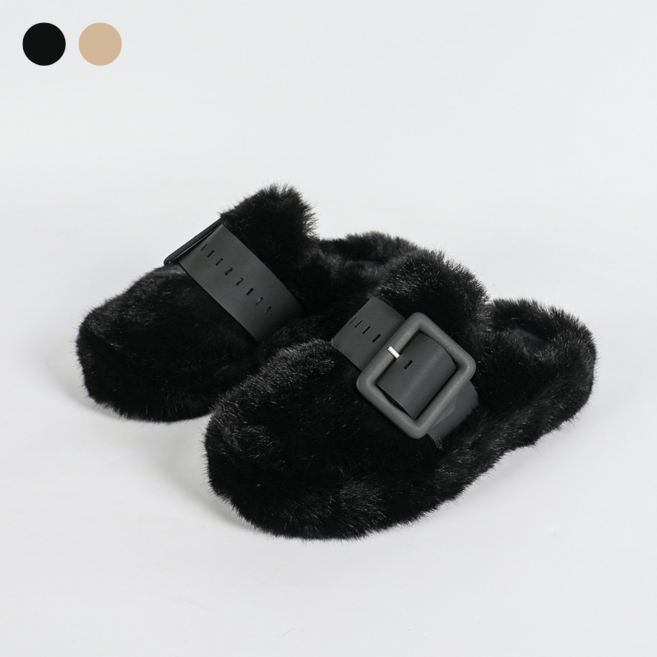 페조 여성 털 단화 뮬 슬리퍼 앙고라 플랫 PZFLFR 2759-1