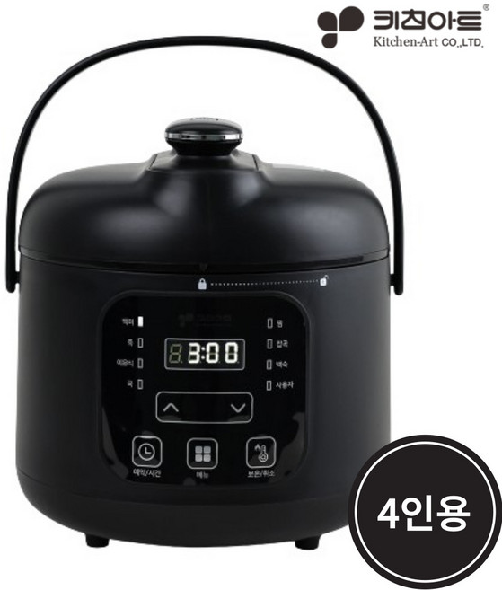 키친아트 3-4인용 스마트 미니 전기압력밥솥 KRC-DB342, 밥솥KRC-DB342(블랙), (KRC-DB342)_블랙
