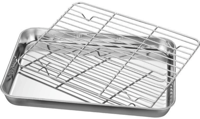 리브문 304 스테인리스 트레이 망 세트 스테이크 레스팅 튀김 기름망 스텐 쟁반 오븐 밧드, 430 스테인리스, 1세트