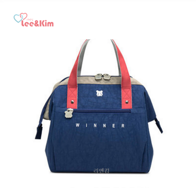 휴대용 와인 캐리어 맥주 음료 도시락 보냉백 대형 위너, 대(27*16*36cm) × 네이비, 1개