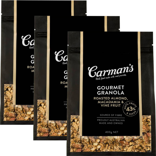 카르맨스 고멧 그래놀라 로스티드 아몬드 마카다미아 포도, 3개, 400g
