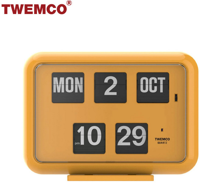 트웸코 QD-35 퍼페추얼 캘린더 플립 벽시계 탁상시계 겸용, 옐로우