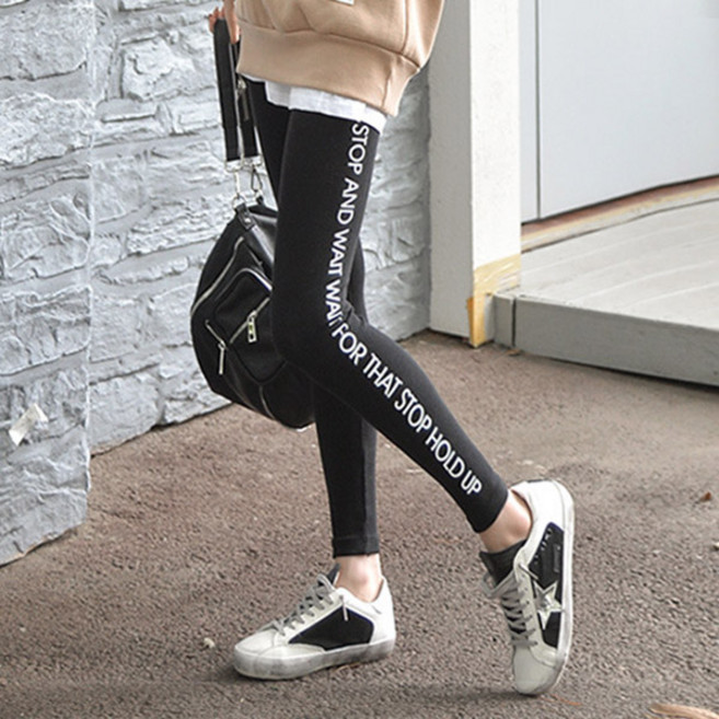 마이쏭 세미레터링레깅스 여성용 날씬 레터링 데일리룩 기본레깅스