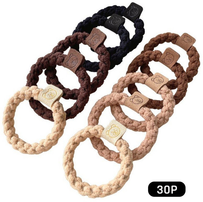 여성 머리끈 대용량 짱짱한 예쁜 곰돌이 헤어끈 30개세트