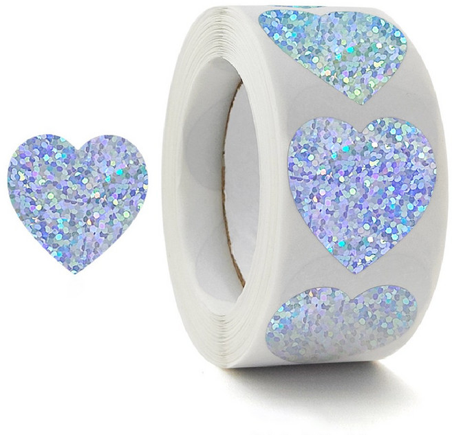 바이트 하트 컬러 스티커, 1개, 반짝은색