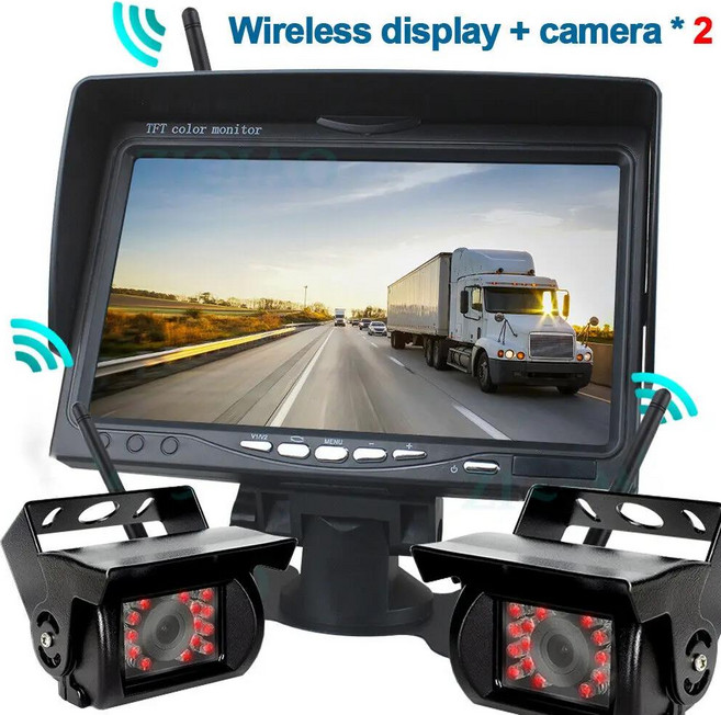 무선 백업 후방 카메라 시스템 RV 트럭 버스용 야간 투시경 모니터 7 인치, 01 Black