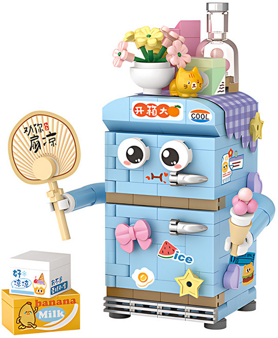 LOZ 나노블럭 미니블럭 캐릭터 베이비 야옹, 25.블루냉장고, 1개