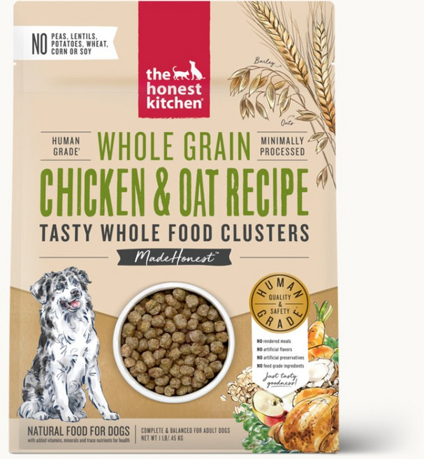 the Honest Kitchen 클러스터 홀그레인 치킨오트 일반사이즈, 치킨&오트스몰브리드, 450g, 1개
