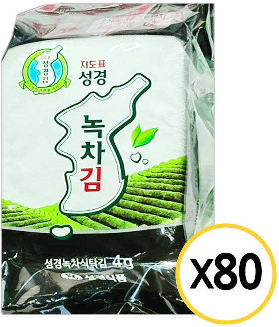 [현대프리마켓] 성경김 녹차 식탁김, 4g, 80개