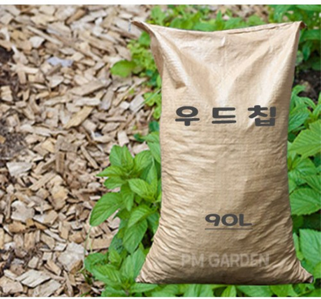 [풀물정원] 친환경 생나무 우드칩 (90리터) - 나무 조각 칩 정원 마당 멀칭재, 1개