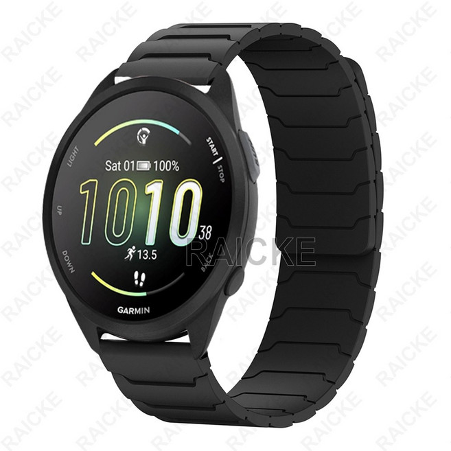 GARMIN Forerunner 55 165 245 645 158 168 Vivoactive 5 6 磁吸替換錶帶, 1個, 黑,Forerunner 158
