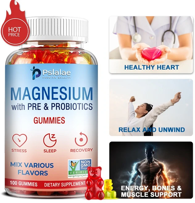 스트레스 수면 및 회복을 위한 프리바이오틱스와 프로바이오틱스가 함유된 마그네슘 시트르산염 젤리 - 비건 글루텐 프리 코셔 Non-GMO 무설탕 오렌지 크림 맛, 1개, 60정 - 쿠팡