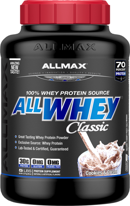 Allmax 올 웨이 클래식 퓨어 웨이 프로틴 블렌드, 쿠키 & 크림, 1개, 2.27kg
