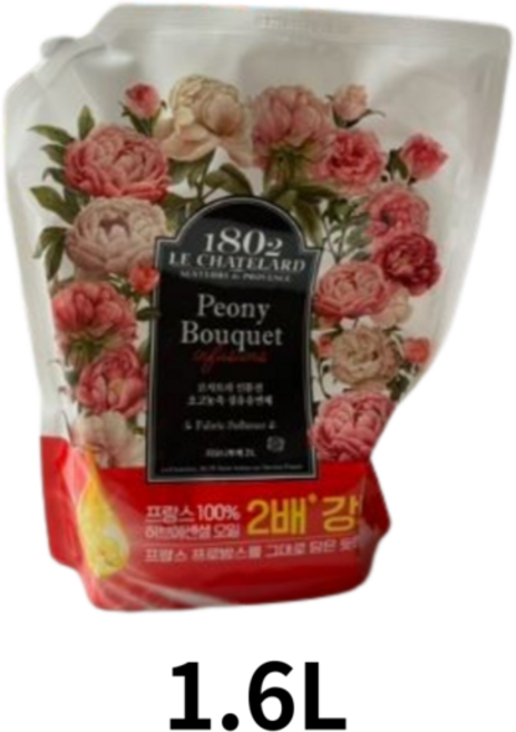 르샤트라1802 고농축 섬유유연제 피오니부케 리필, 1.6L, 2개