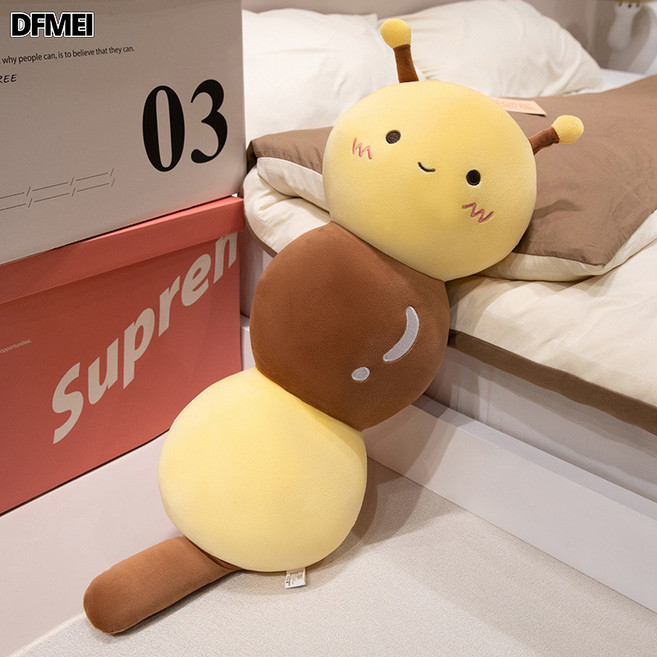 DFMEI 創意可愛糖葫蘆長條毛絨玩具女生睡覺動物表情夾腿抱枕兒童玩偶, 蜜蜂款