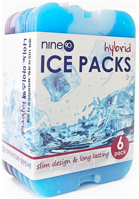 나이노 휴대용 아이스팩 6p 세트 - 캠핑 아이스박스 미니 보냉백용 소형 플라스틱 하드케이스, 1200ml, 빙점하+아이스젤