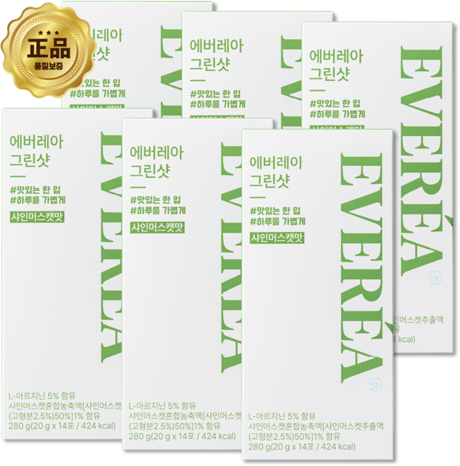 에버레아 그린샷 샤인머스캣맛 녹차추출물 아르기닌 젤리, 6박스, 280g