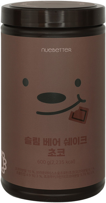 뉴베러 슬림 베어 단백질 쉐이크 대용량 초코맛, 1개, 600g