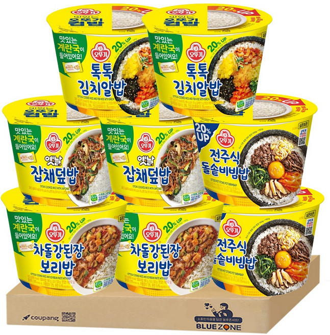 [블루존] 오뚜기 컵밥 나물세트 (잡채밥2+전주비빔밥2+강된장비빔밥2+톡톡김치알밥2), 1개